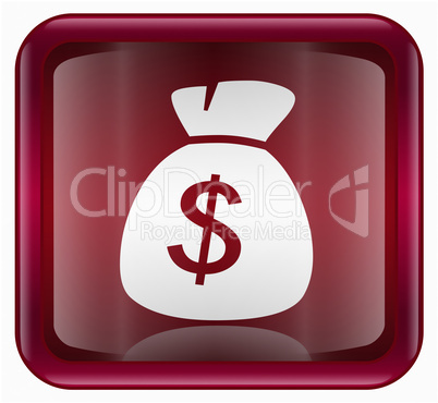 dollar icon red, isolated on white background