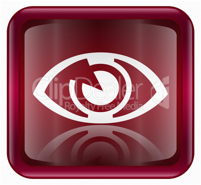eye icon dark red, isolated on white background.