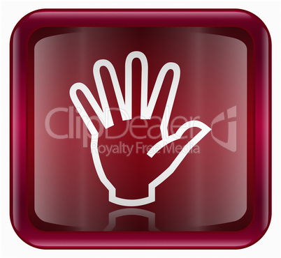 hand icon red, isolated on white background