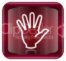 hand icon red, isolated on white background