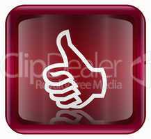 thumb up icon, approval Hand Gesture red, isolated on white back