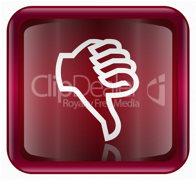thumb down icon red, isolated on white background