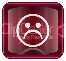 Smiley Face, dissatisfied red, isolated on white background