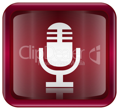 Microphone icon red, isolated on white background