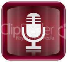 Microphone icon red, isolated on white background