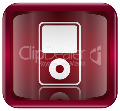mp3 player red, isolated on white background
