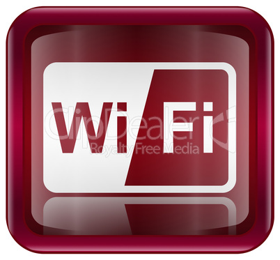 WI-FI icon red, isolated on white background