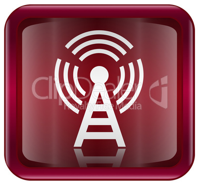 WI-FI tower icon red, isolated on white background