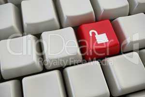 keyboard with "lock" button 3d rendering