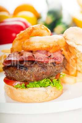 classic hamburger sandwich and fries