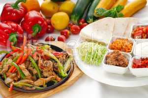 original fajita sizzling hot  on iron plate