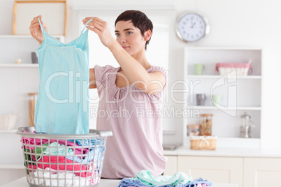 Woman folding clothes