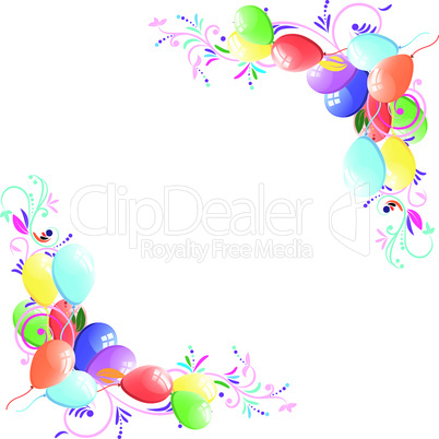 Floral balloon background, birthday frame