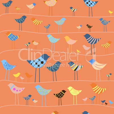 Retro vector funny bird.