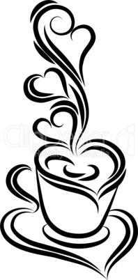 Black and white coffee cup vector.