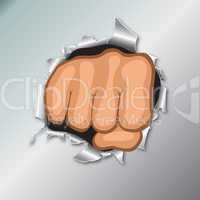 Front view of clenched fist hand.