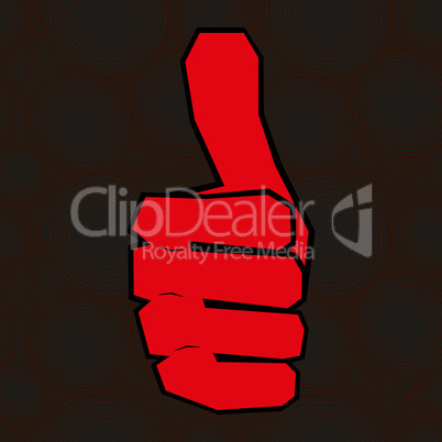 Red hand with thumb up