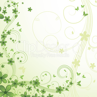 Abstract floral background with butterfly