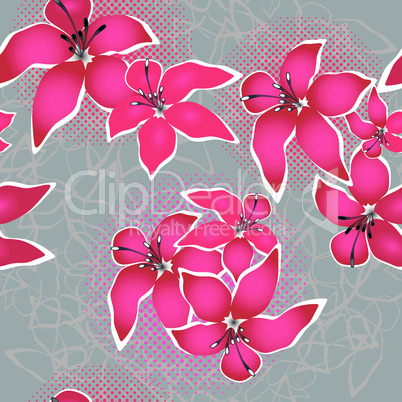 Grunge vector seamless flower background