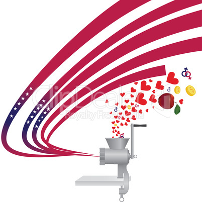 Meat grinder produce USA flag