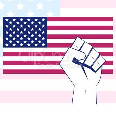 USA flag vector with fist. Independence background.