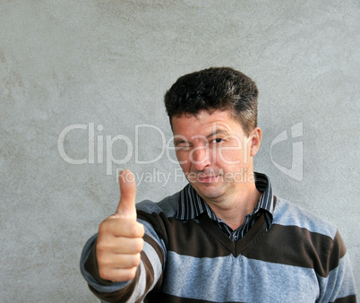 Man showing okey sign