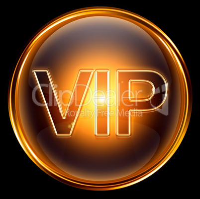 Vip icon gold, isolated on black background