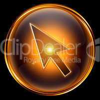cursor icon gold, isolated on black background