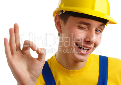 Worker showing OK sign