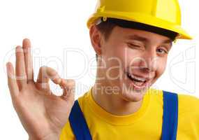 Worker showing OK sign