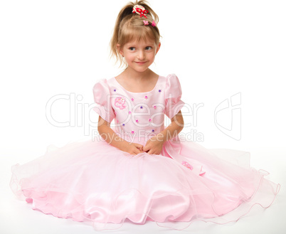 Cute little girl in pink dress