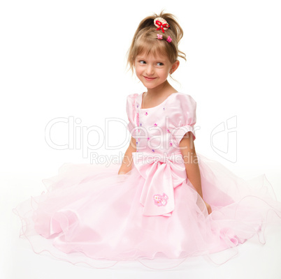 Cute little girl in pink dress