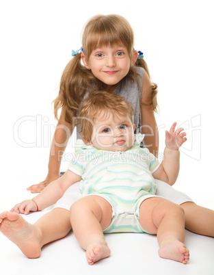 Two children are having fun