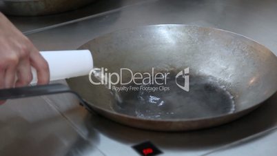 Pan with boiled water
