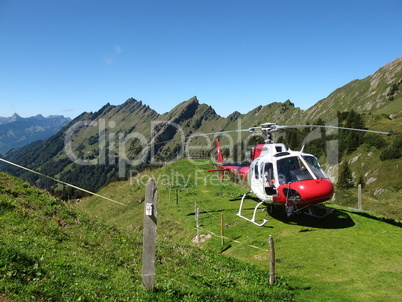 Helicopter in the mountains