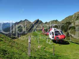 Helicopter in the mountains