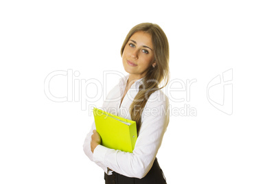 Close-up of business woman with folder