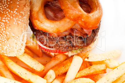 classic hamburger sandwich and fries