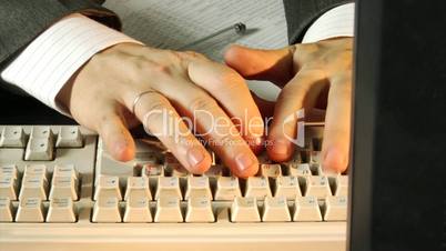close-up typing