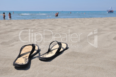 Slippers on beach