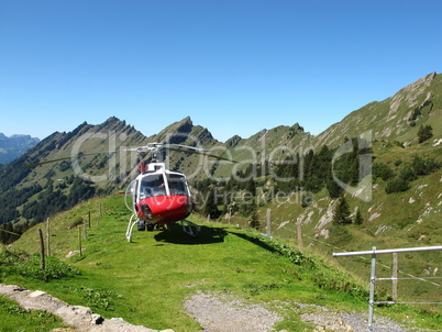 Helicopter in the mountains