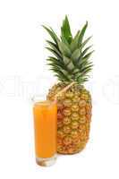 Glass with juice and pineapple