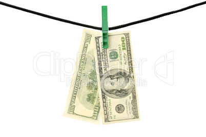 Dollars hanging on a string