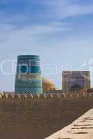 Minaret in ancient city of Khiva, Uzbekistan