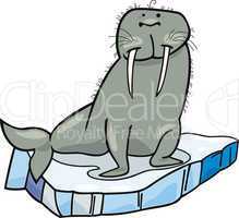 cartoon Walrus on floating ice
