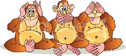 three monkeys cartoon