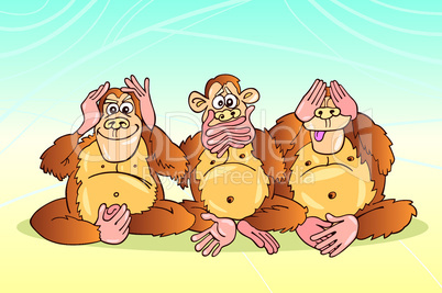 three monkeys cartoon