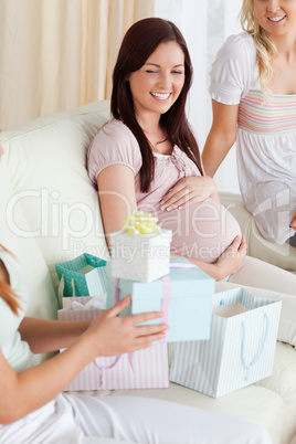 Close up of Friends having a baby-party