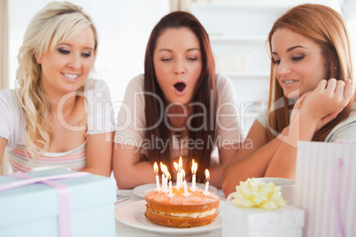 Smiling Women celebrating a birthday