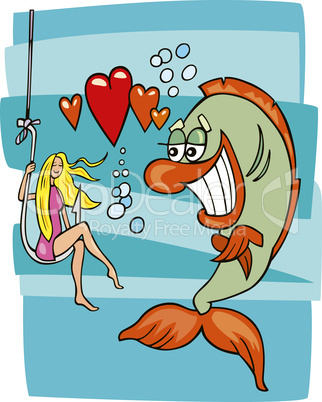 Fish in love and girl